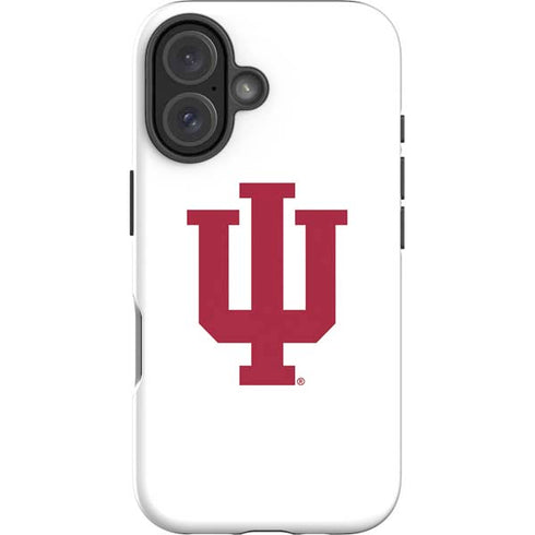 Indiana University IU Logo White iPhone 16 Plus Impact Case
