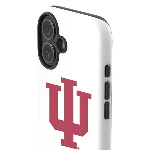 Indiana University IU Logo White iPhone 16 Plus Impact Case
