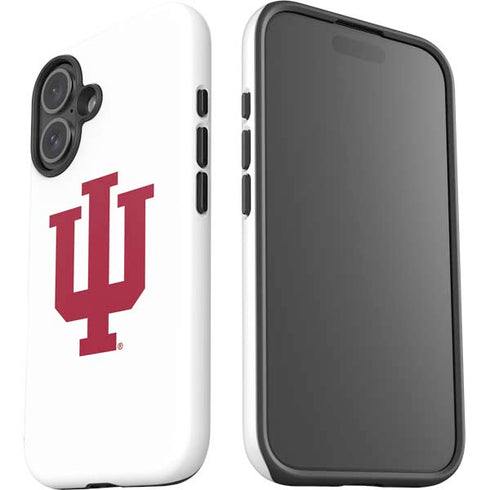 Indiana University IU Logo White iPhone 16 Plus Impact Case