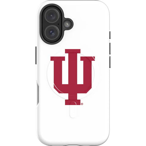 Indiana University IU Logo White iPhone 16 Plus Magsafe Impact Case