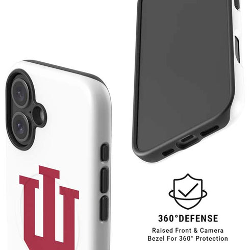 Indiana University IU Logo White iPhone 16 Plus Magsafe Impact Case