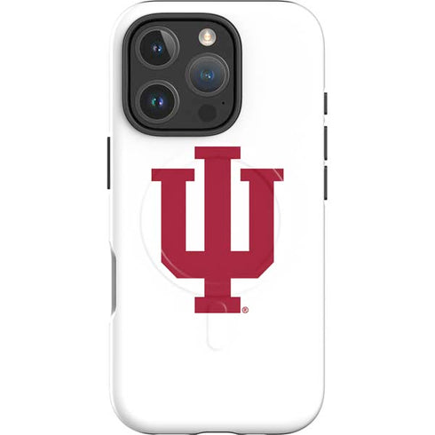 Indiana University IU Logo White iPhone 16 Pro Magsafe Impact Case