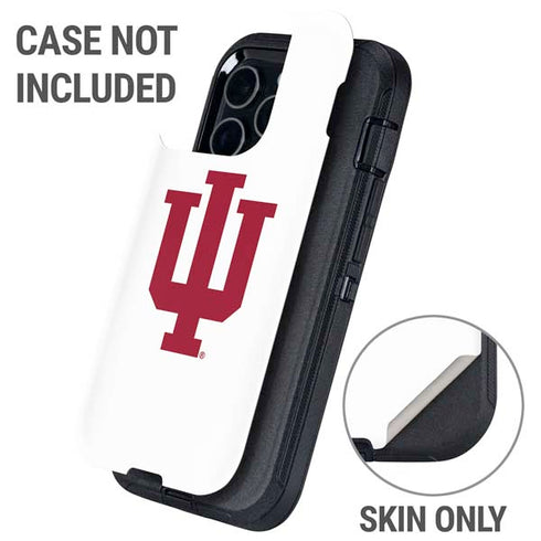 Indiana University IU Logo White Otterbox Defender iPhone Skin