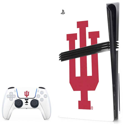 Indiana University IU Logo White PS5 Pro Disk Bundle Skin