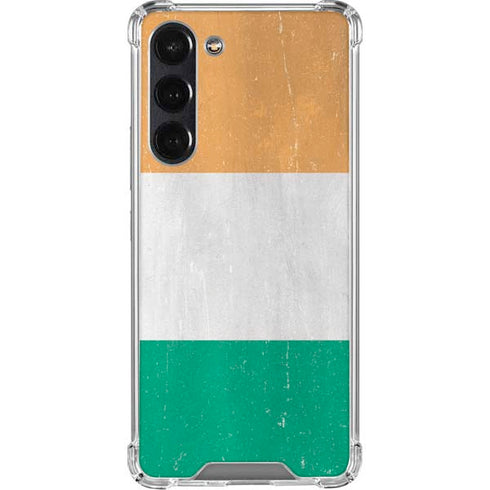 Ivory Coast Flag Distressed Galaxy S24 FE Clear Case