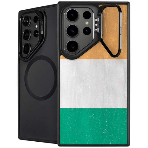 Ivory Coast Flag Distressed Galaxy S24 Ultra Kickstand Case