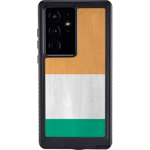 Ivory Coast Flag Distressed Galaxy S24 Ultra Waterproof Case