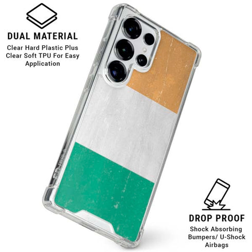 Ivory Coast Flag Distressed Galaxy S25 Ultra Clear Case