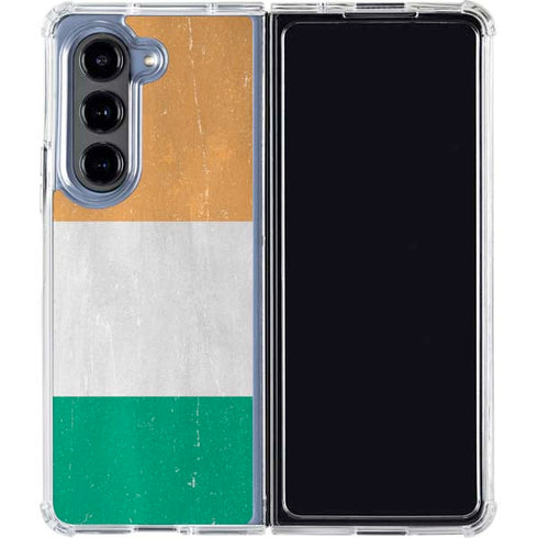 Ivory Coast Flag Distressed Galaxy Z Fold5 5G Clear Case