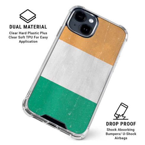 Ivory Coast Flag Distressed iPhone 15 Clear Case