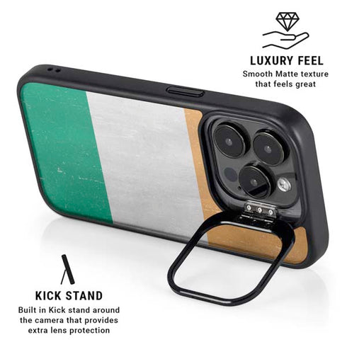 Ivory Coast Flag Distressed iPhone 16 Pro Max Kickstand Case