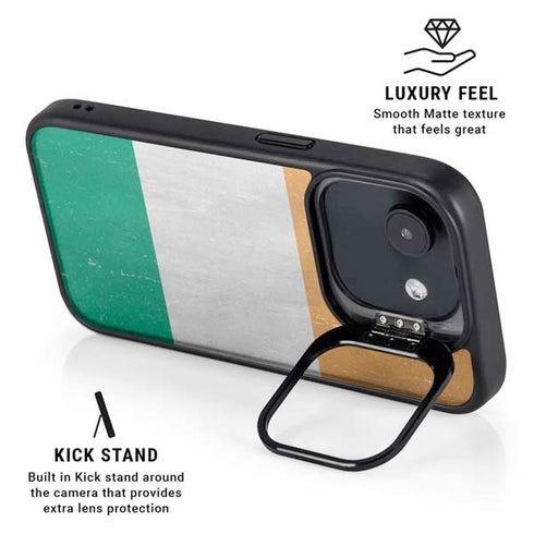Ivory Coast Flag Distressed iPhone 16e Kickstand Case
