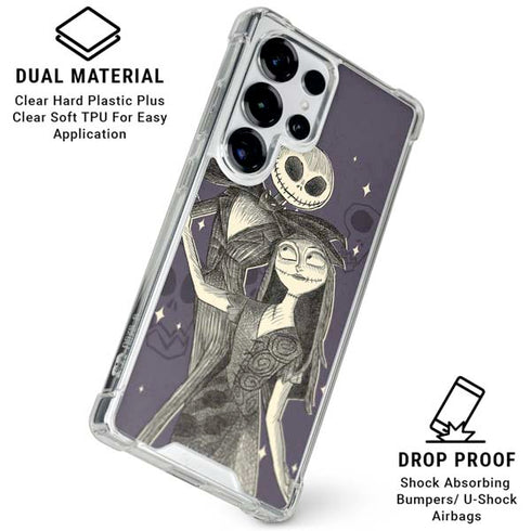 Disney The Nightmare Before Christmas Jack and Sally Art Galaxy S25 Ultra Clear Case