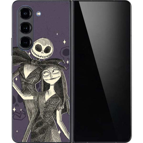 Disney The Nightmare Before Christmas Jack and Sally Art Galaxy Z Fold5 5G Skin