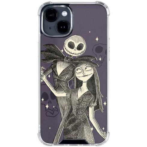 Disney The Nightmare Before Christmas Jack and Sally Art iPhone 15 Clear Case