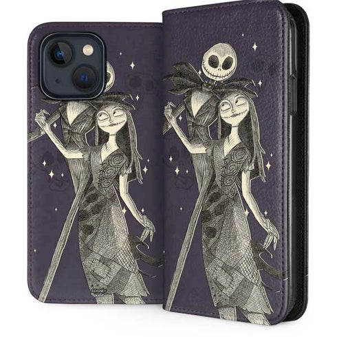 Disney The Nightmare Before Christmas Jack and Sally Art iPhone 15 Plus Folio Case