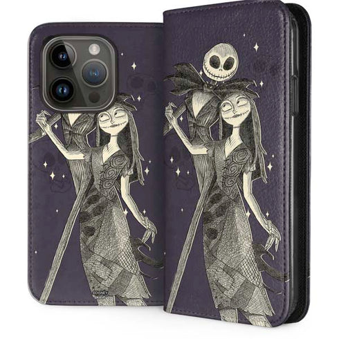 Disney The Nightmare Before Christmas Jack and Sally Art iPhone 15 Pro Folio Case