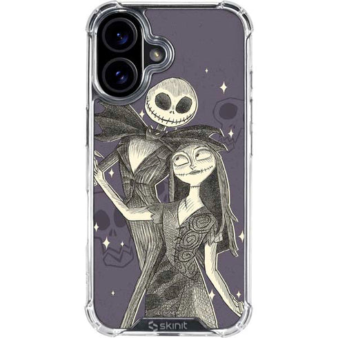 Disney The Nightmare Before Christmas Jack and Sally Art iPhone 16 Plus Clear Case