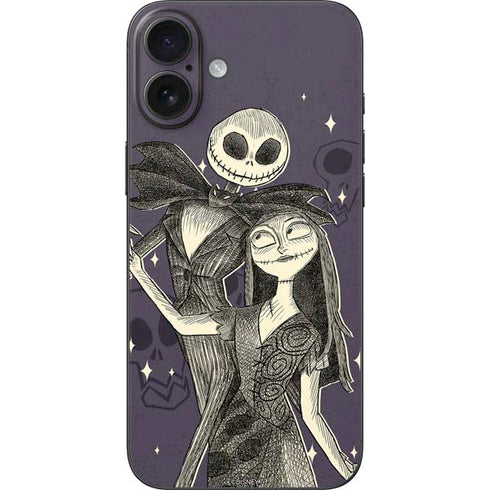 Disney The Nightmare Before Christmas Jack and Sally Art iPhone 16 Plus Skin