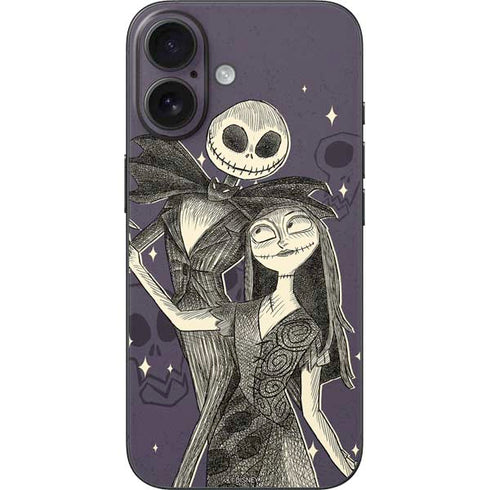 Disney The Nightmare Before Christmas Jack and Sally Art iPhone 16 Skin