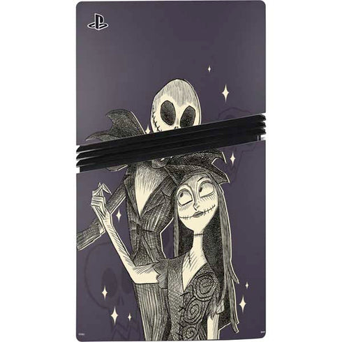 Disney The Nightmare Before Christmas Jack and Sally Art PS5 Pro Console Skin