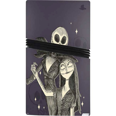 Disney The Nightmare Before Christmas Jack and Sally Art PS5 Pro Console Skin
