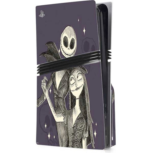 Disney The Nightmare Before Christmas Jack and Sally Art PS5 Pro Disk Console Skin