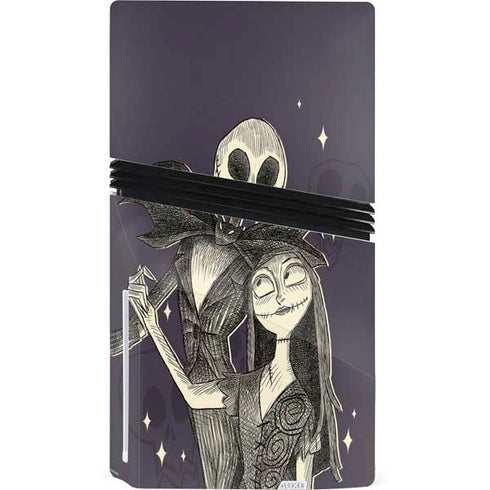Disney The Nightmare Before Christmas Jack and Sally Art PS5 Pro Disk Console Skin