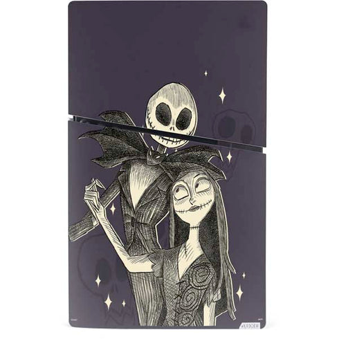 Disney The Nightmare Before Christmas Jack and Sally Art PS5 Slim Digital Edition Console Skin