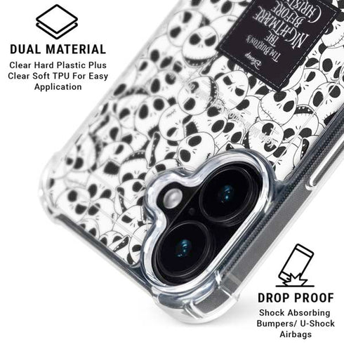 Disney The Nightmare Before Christmas Jack Skellington Pattern iPhone 16 Plus Clear Case