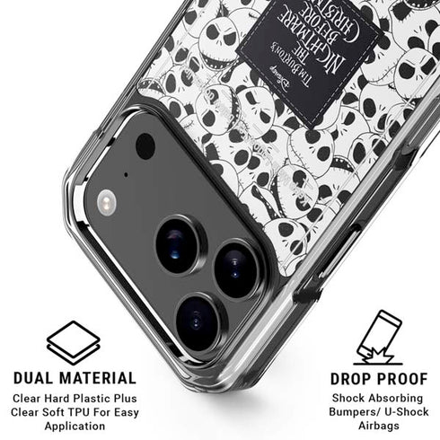 Disney The Nightmare Before Christmas Jack Skellington Pattern iPhone 18 Pro Clear Case