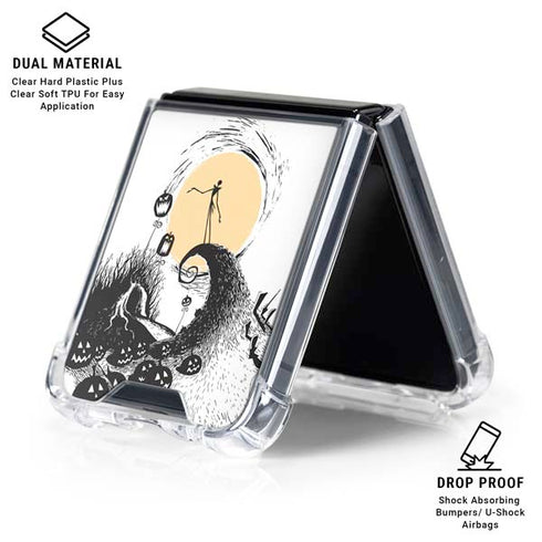 Disney The Nightmare Before Christmas Jack on Spiral Hill Art Galaxy Z Flip7 Clear Case