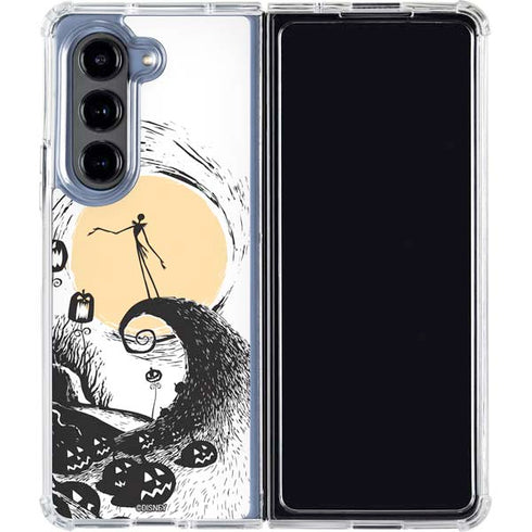 Disney The Nightmare Before Christmas Jack on Spiral Hill Art Galaxy Z Fold5 5G Clear Case