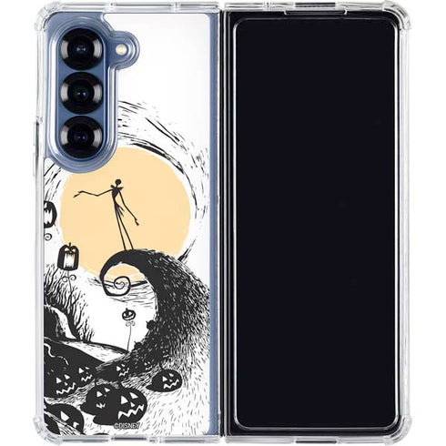 Disney The Nightmare Before Christmas Jack on Spiral Hill Art Galaxy Z Fold7 Clear Case