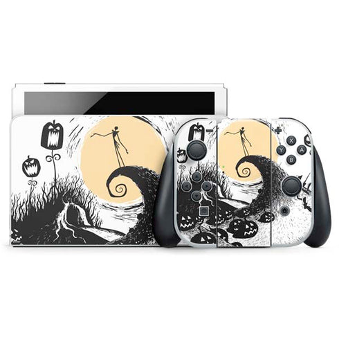 Disney The Nightmare Before Christmas Jack on Spiral Hill Art Nintendo Skins