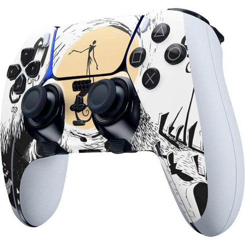 Disney The Nightmare Before Christmas Jack on Spiral Hill Art PS5 DualSense Edge Pro Controller Skin