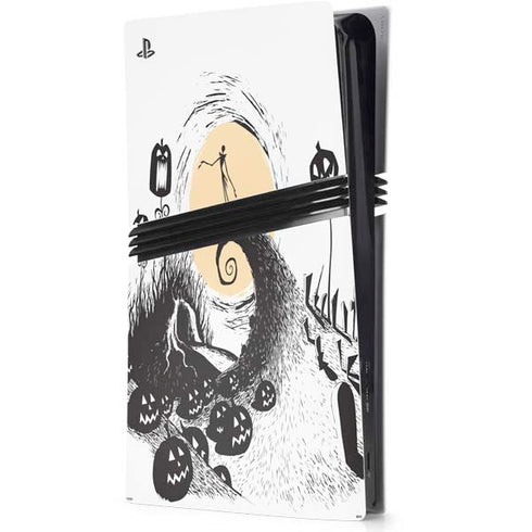 Disney The Nightmare Before Christmas Jack on Spiral Hill Art PS5 Pro Console Skin