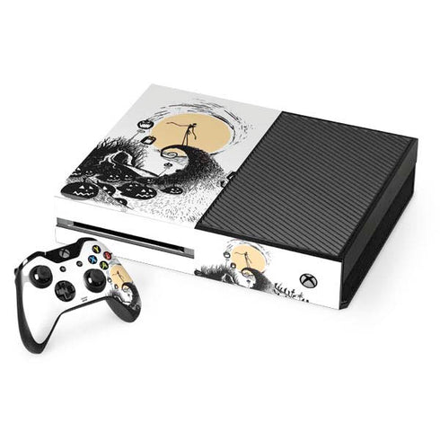 Disney The Nightmare Before Christmas Jack on Spiral Hill Art Xbox One Console and Controller Bundle Skin