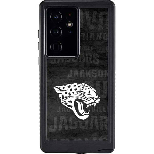 NFL Jacksonville Jaguars Black & White Galaxy S24 Ultra Waterproof Case