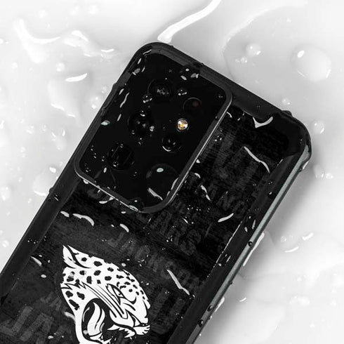 NFL Jacksonville Jaguars Black & White Galaxy S24 Ultra Waterproof Case