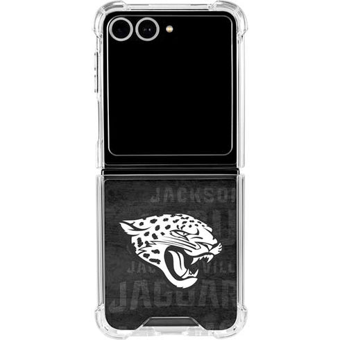 NFL Jacksonville Jaguars Black & White Galaxy Z Flip7 Clear Case
