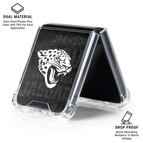 NFL Jacksonville Jaguars Black & White Galaxy Z Flip7 Clear Case