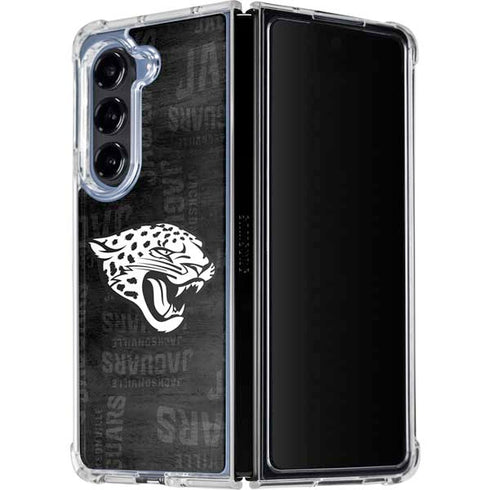 NFL Jacksonville Jaguars Black & White Galaxy Z Fold5 5G Clear Case
