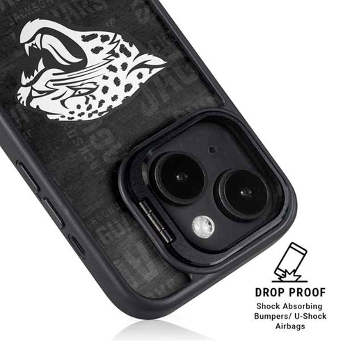 NFL Jacksonville Jaguars Black & White iPhone 14 Plus Kickstand Case