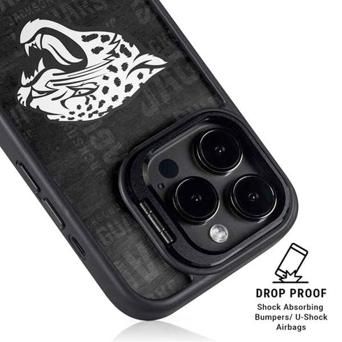NFL Jacksonville Jaguars Black & White iPhone 16 Pro Max Kickstand Case