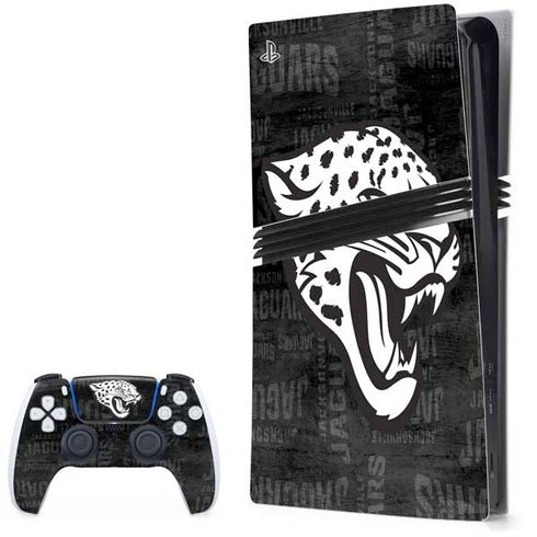 NFL Jacksonville Jaguars Black & White PS5 Pro Bundle Skin