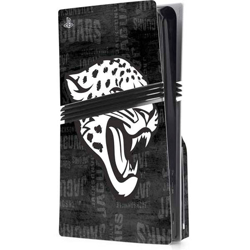 NFL Jacksonville Jaguars Black & White PS5 Pro Disk Console Skin