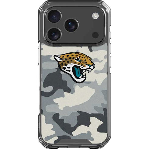 NFL Jacksonville Jaguars Camo iPhone 18 Pro Clear Case