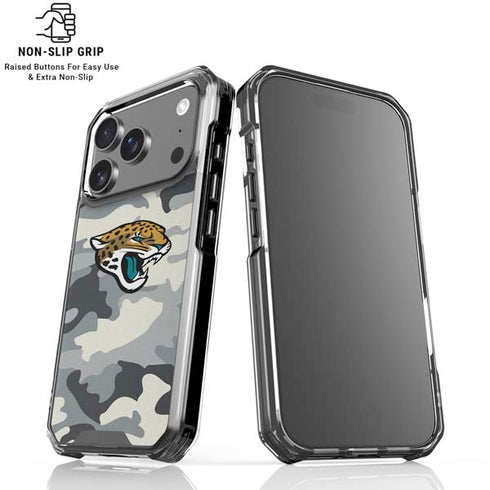 NFL Jacksonville Jaguars Camo iPhone 18 Pro Clear Case