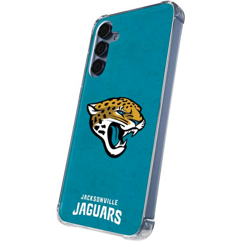 NFL Jacksonville Jaguars Distressed Galaxy A35 5G Clear Case